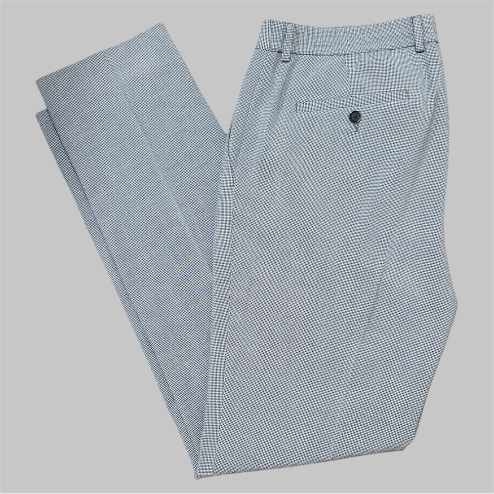 Men's Formal Navy Houndstooth Trousers Pants NWOT Adjustable Size 32-34W x 34L